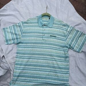 Hogan Aqua and White Striped Polo Shirt